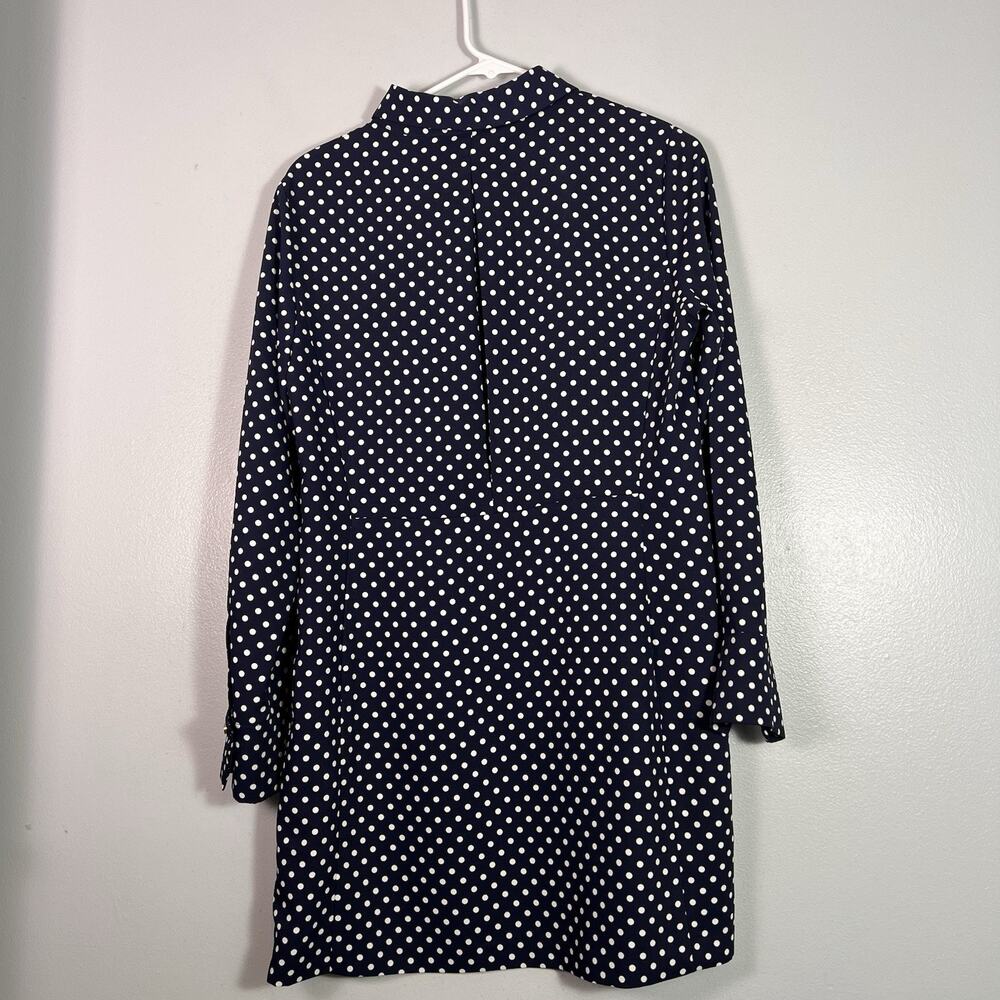 NWT Zara Womens Blue White Polka Dot Long Sleeve Pullover tunic Sz L Boho Preppy - Picture 7 of 9